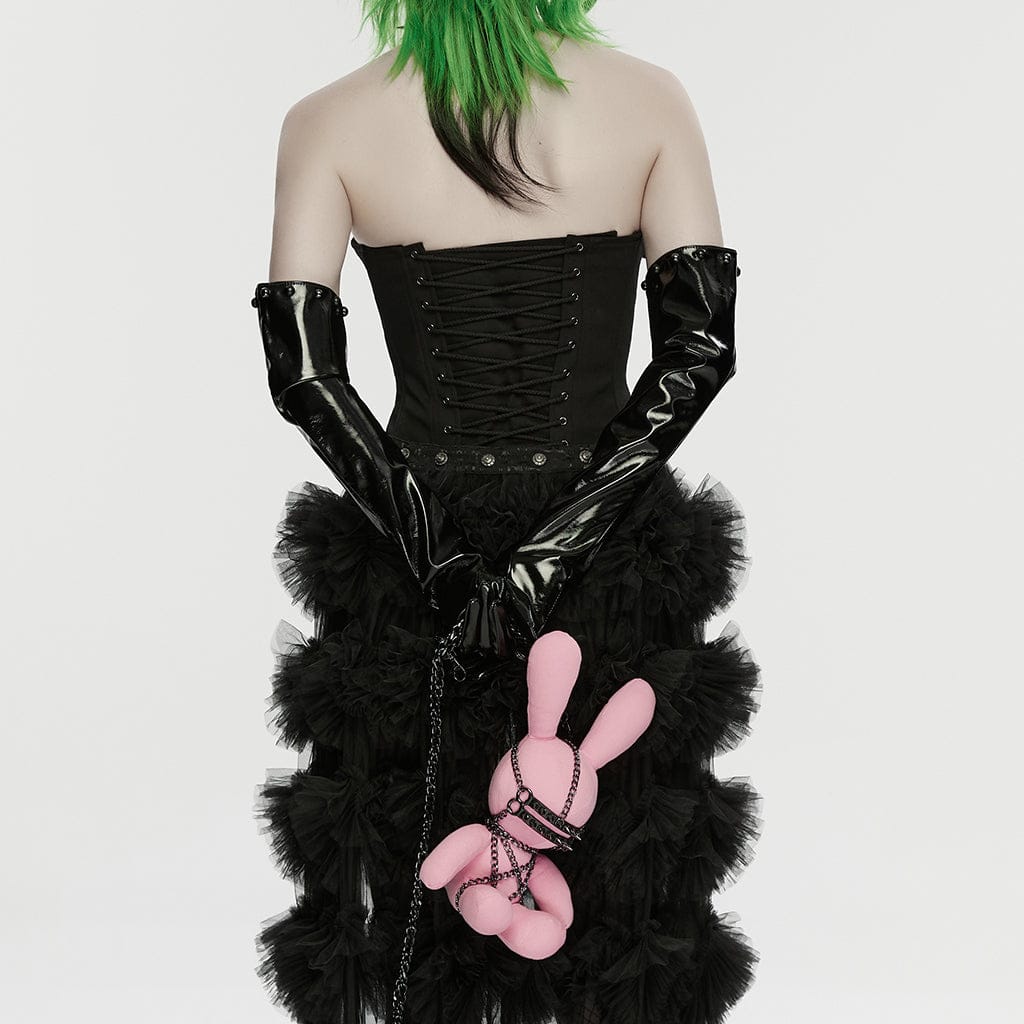 PUNK RAVE Women's Punk Rivets Chained Doll Black