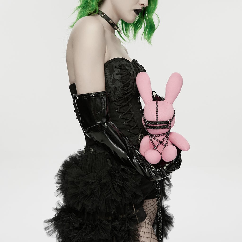 PUNK RAVE Women's Punk Rivets Chained Doll Black