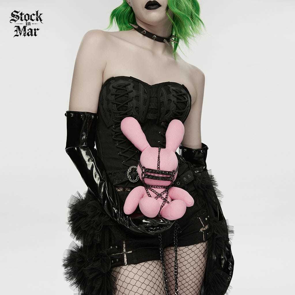PUNK RAVE Women's Punk Rivets Chained Doll Black