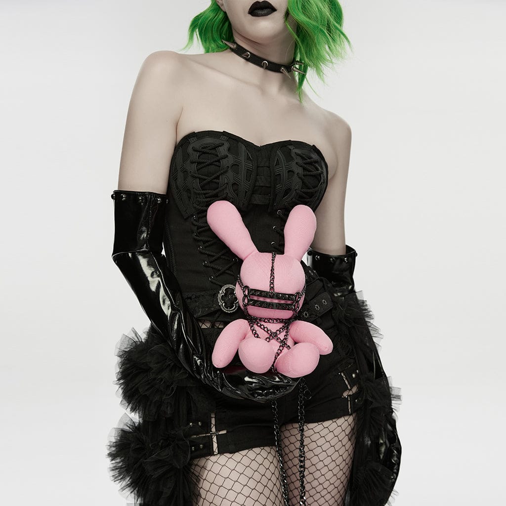 PUNK RAVE Women's Punk Rivets Chained Doll Pink