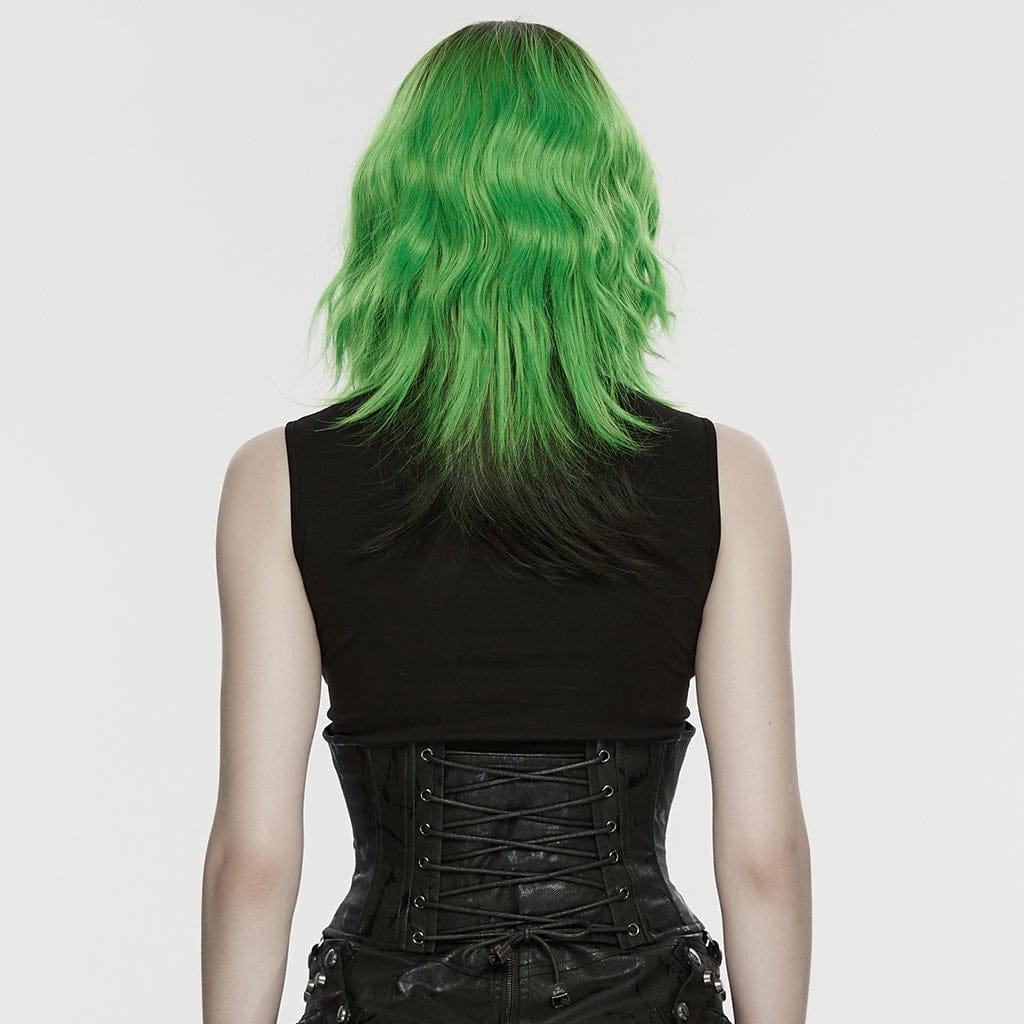 PUNK RAVE Women's Punk Rivets Handcuffs Chain Underbust Corset