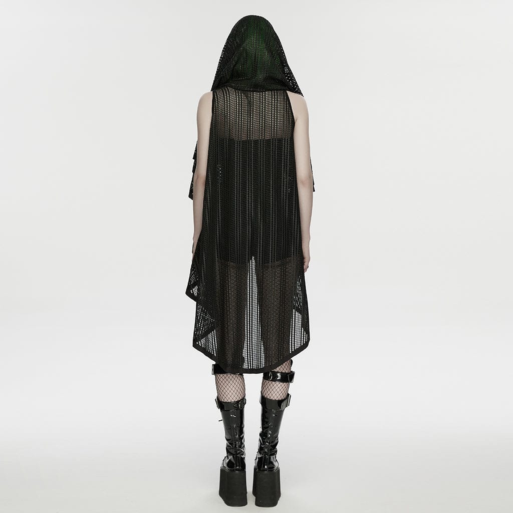 PUNK RAVE Women's Punk Rivets Irregular Cloak