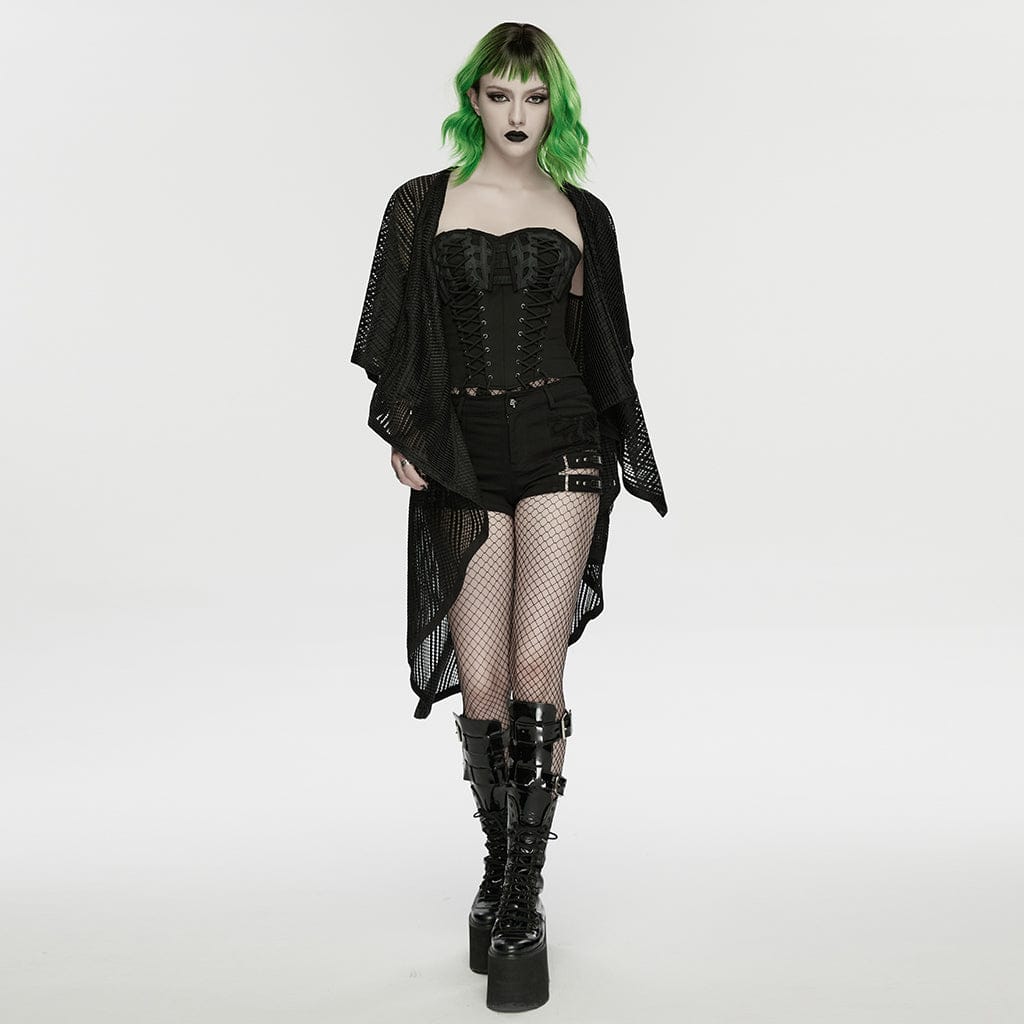 PUNK RAVE Women's Punk Rivets Irregular Cloak