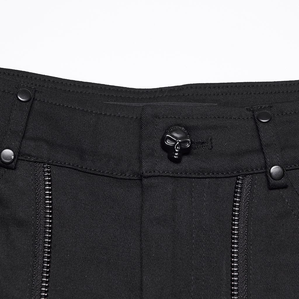 PUNK RAVE Women's Punk Rivets Multi-zippered Shorts