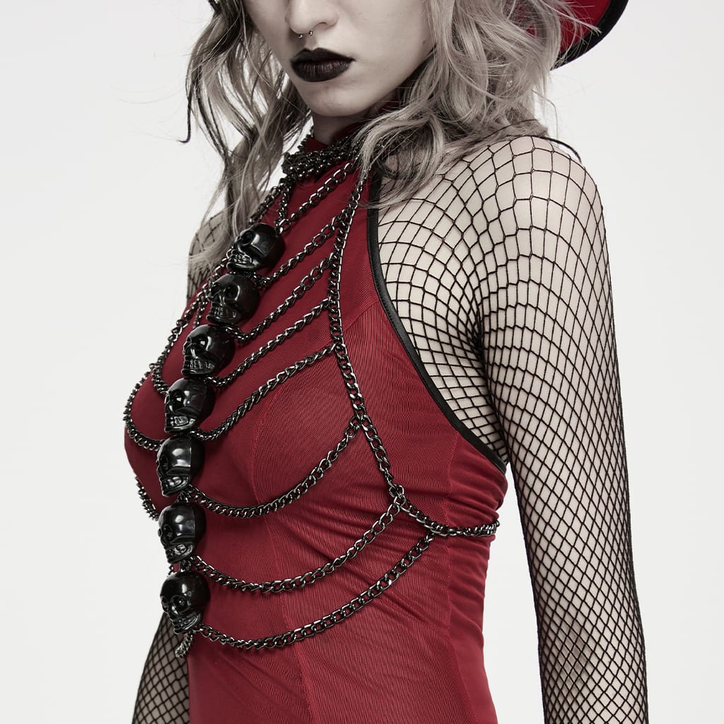 PUNK RAVE Women's Punk Skull Chain Body Harness
