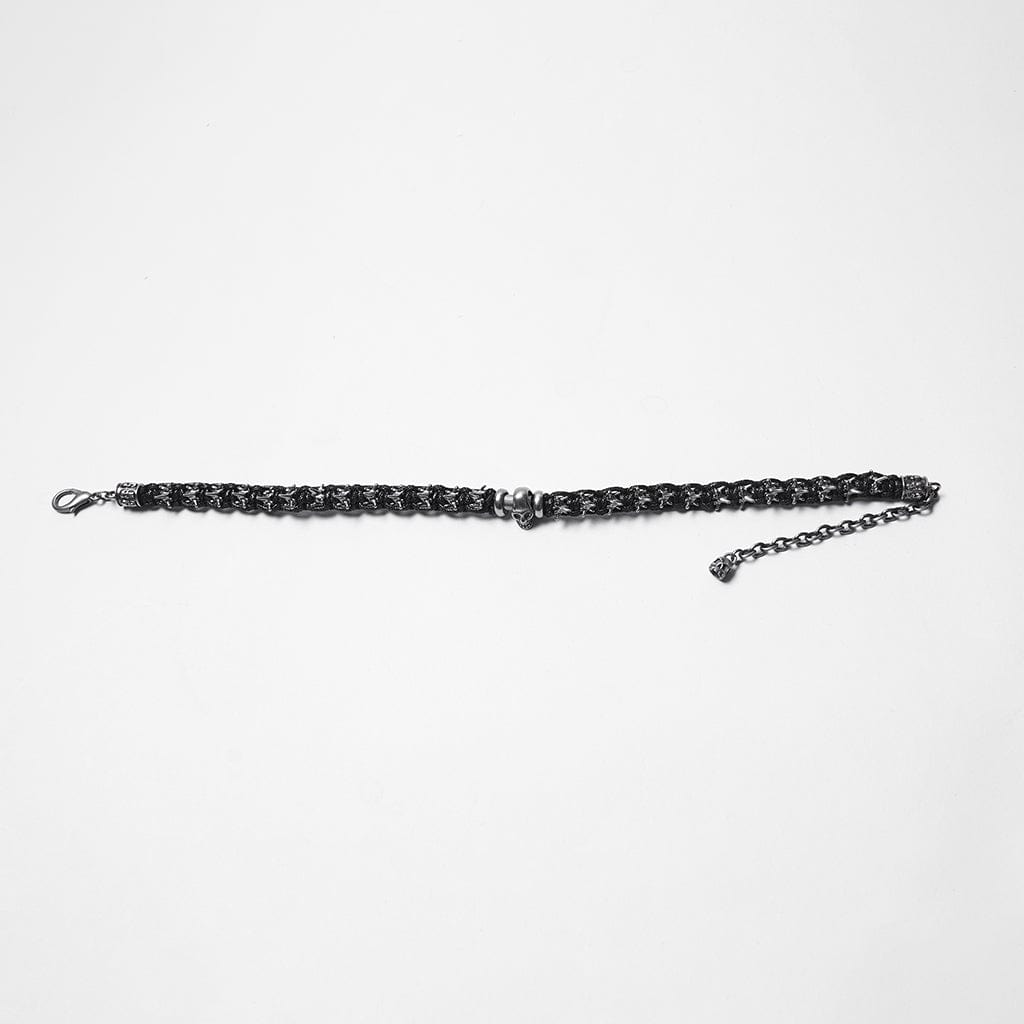 PUNK RAVE Women's Punk Skull Spine Necklace