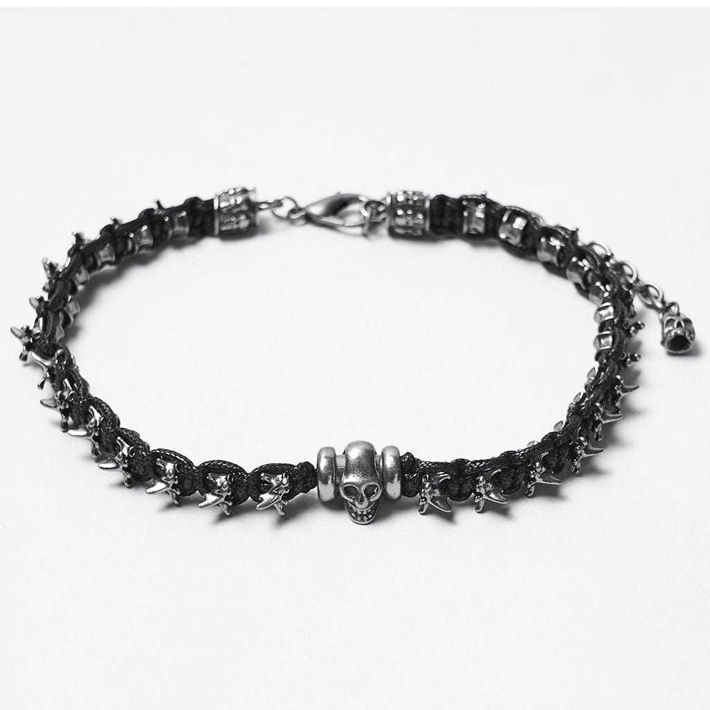 PUNK RAVE Women's Punk Skull Spine Necklace