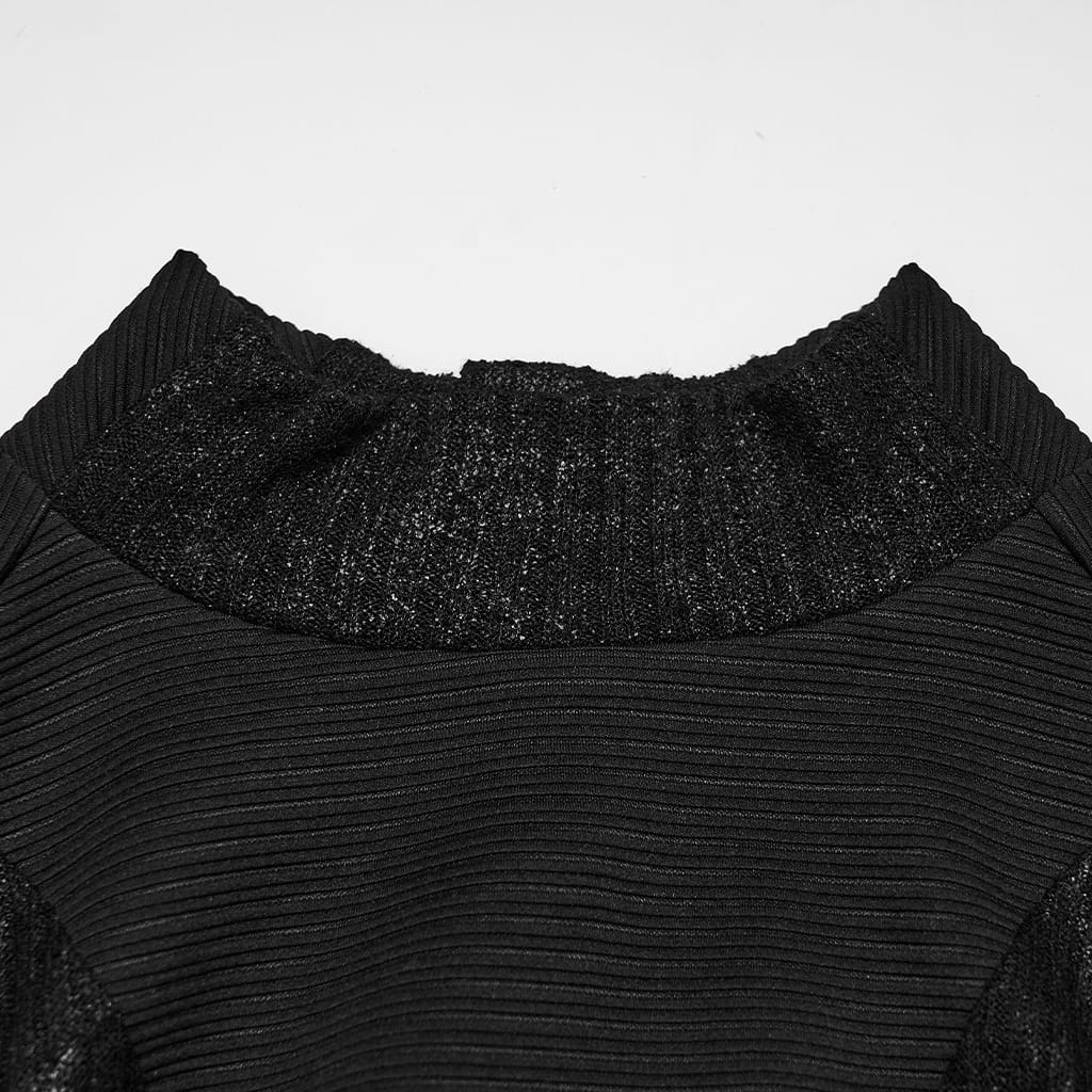 PUNK RAVE Women's Punk Turtleneck Long Sleeve Crop Top