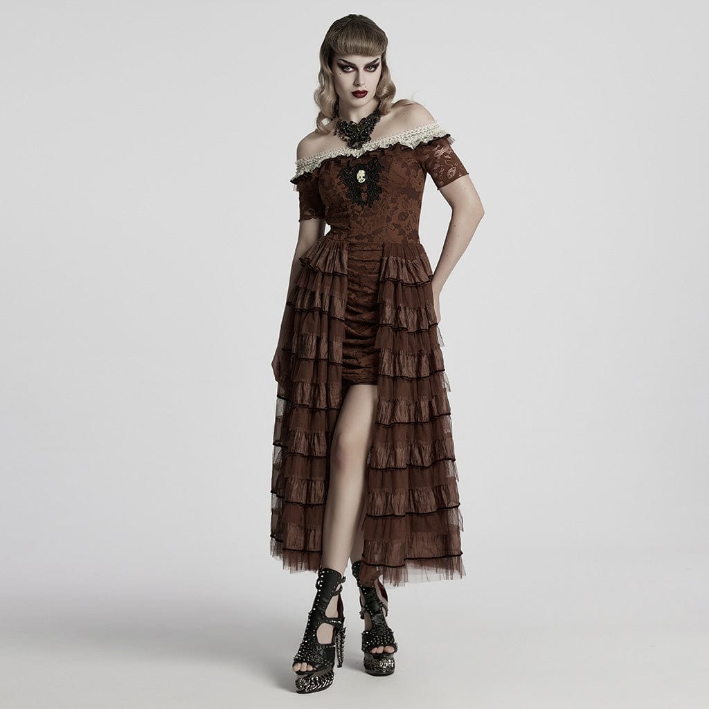 PUNK RAVE Women's Steampunk Irregular Beaded Butterfly Necklace Black