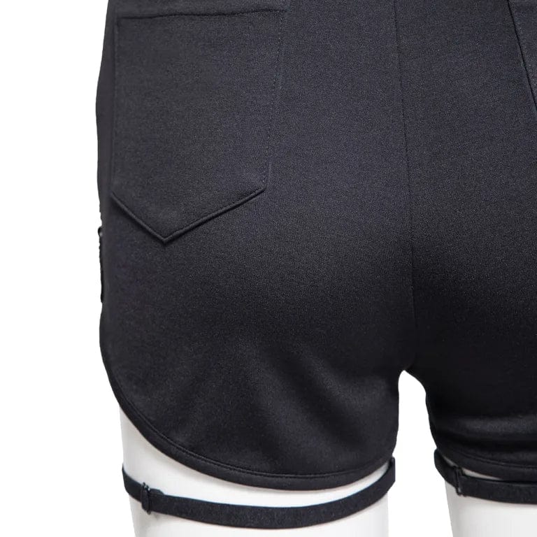 RNG Women's Gothic Floral Embroidered Studded Shorts