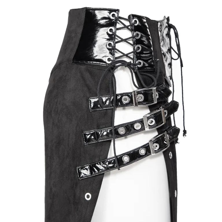 RNG Women's Gothic Lace-up Buckles Side Slit Skirt