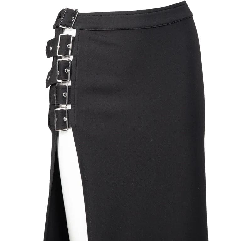 RNG Women's Gothic Multi-buckle Split Skirt