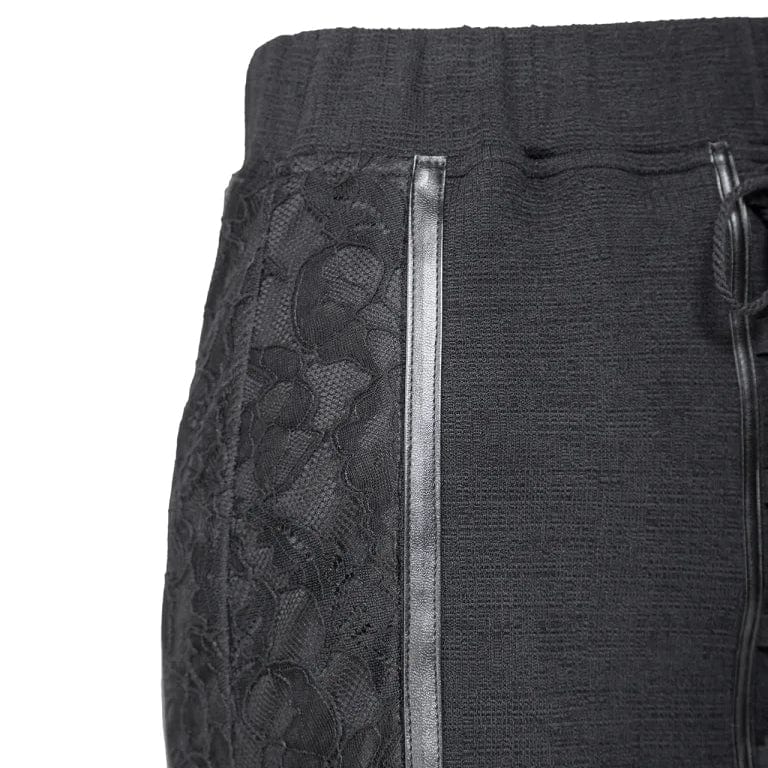 RNG Women's Gothic Ruffled Lace Splice Lace-up Skirt