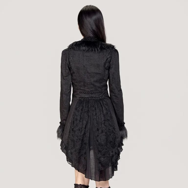 RNG Women's Gothic Ruffled Lace Splice Swallow-tailed Coat