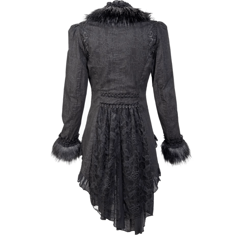 RNG Women's Gothic Ruffled Lace Splice Swallow-tailed Coat