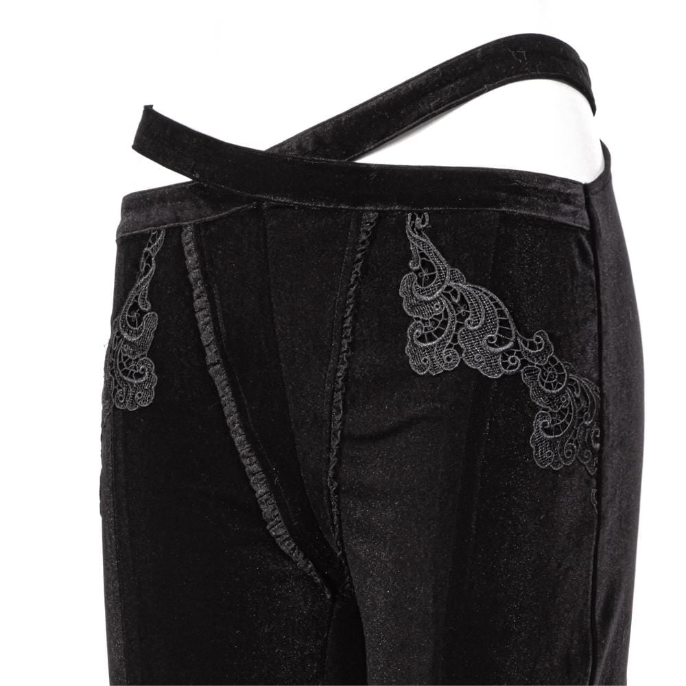 RNG Women's Gothic Splice Slit Lace Pants