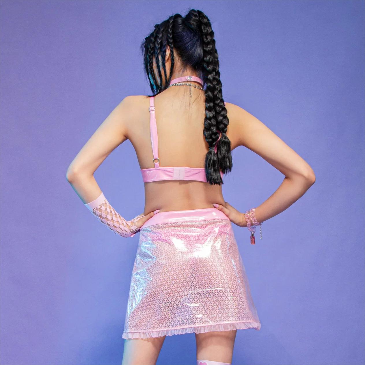 RNG Women's Grunge Sheer Lace-trimmed Short Skirt