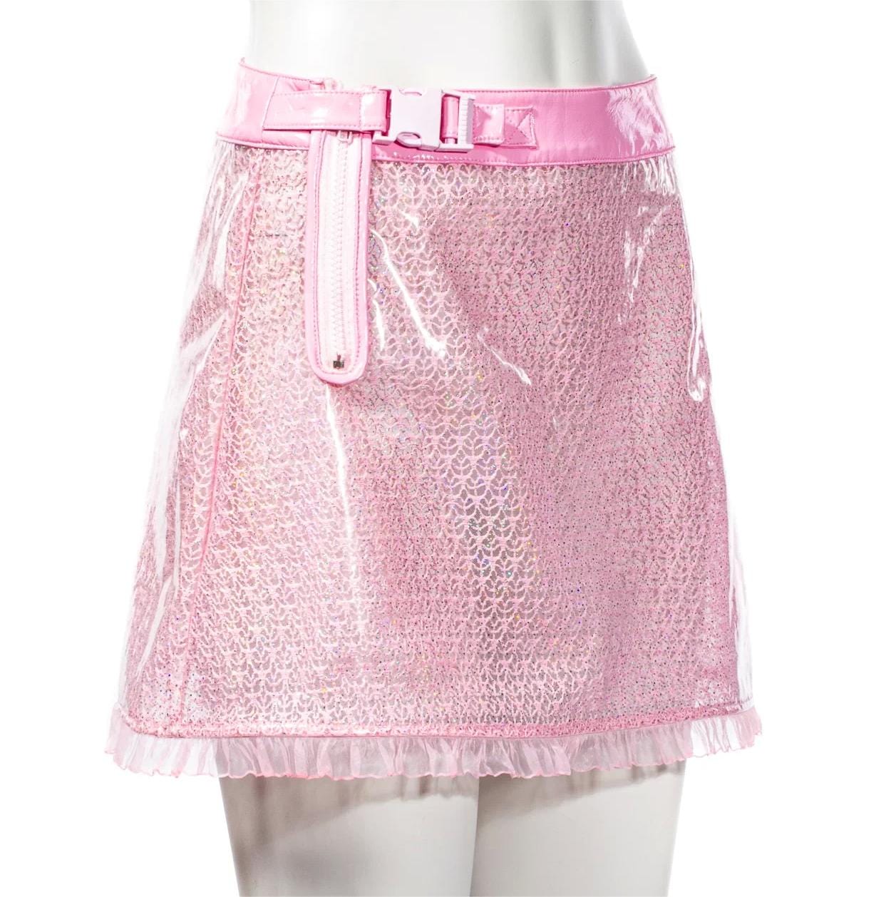 RNG Women's Grunge Sheer Lace-trimmed Short Skirt