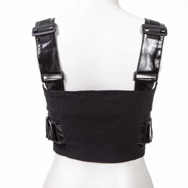RNG Women's Punk Big-buckle Mesh Splice Vest