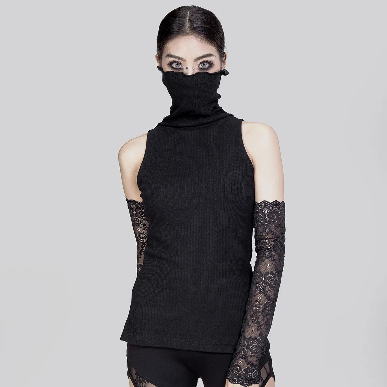 RNG Women's Punk Ribbed Turtleneck Vest