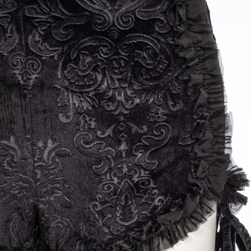 RNG Women's Punk Ruffled Jacquard Velvet Shorts with Garter