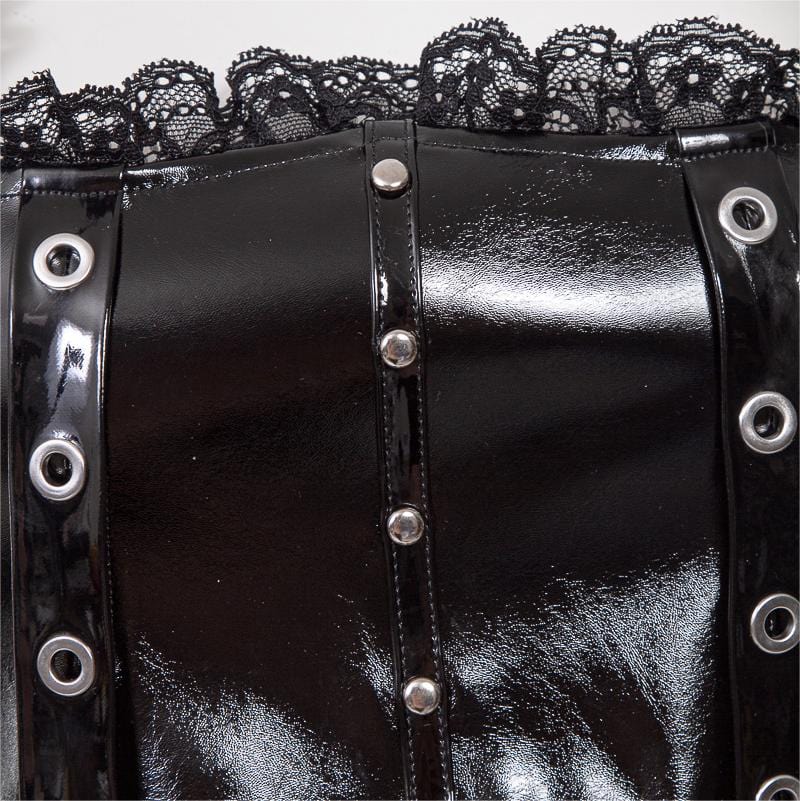 RNG Women's Punk Splice Lacing-up Faux Leather Vest