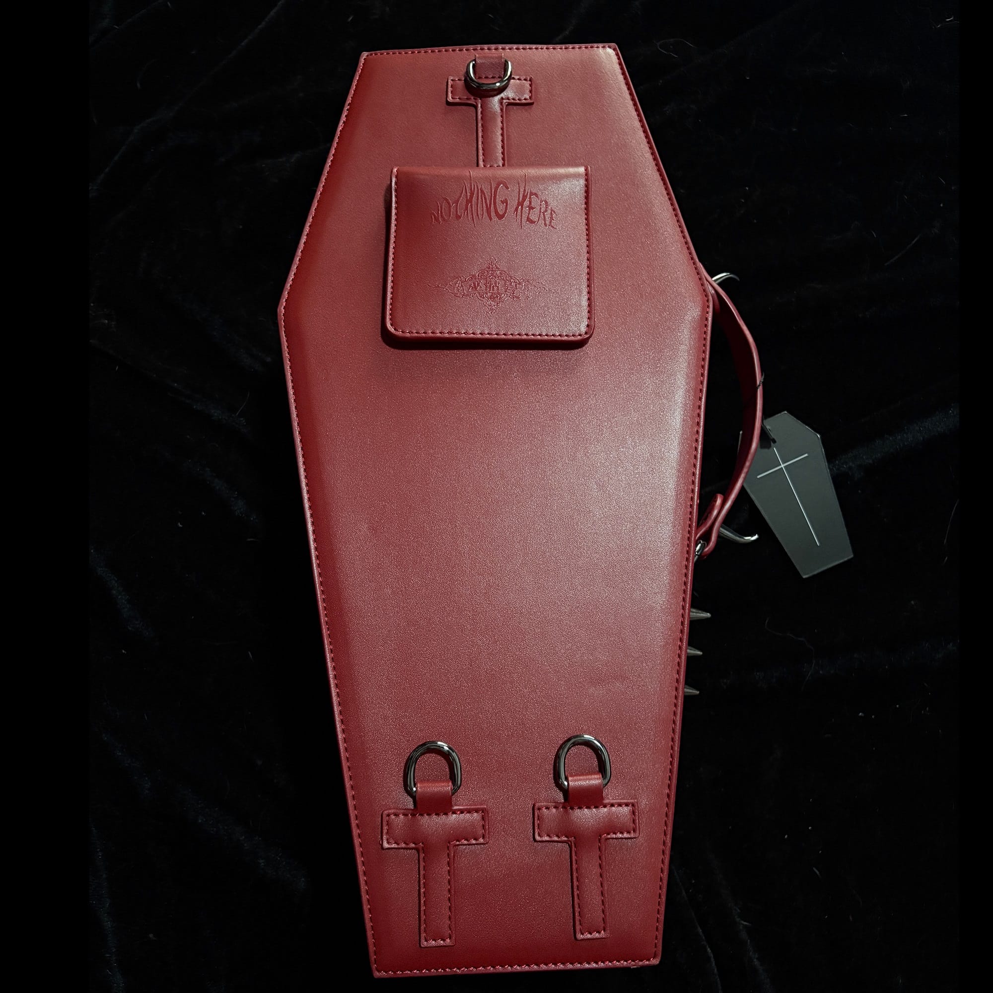 Vukora Women's Gothic Cross Bat Wing Coffin Bag Red