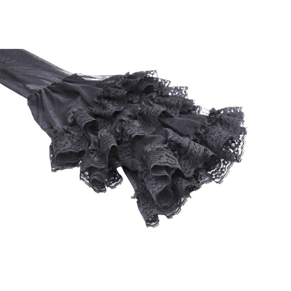 Darkinlove Women's Gothic Flared Layered Sleeved Mesh Shirt