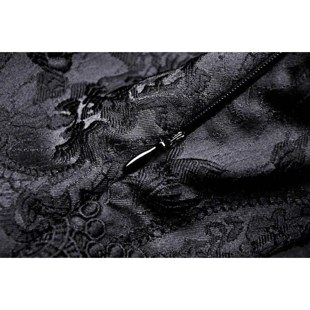 Darkinlove Women's Gothic Floral Embroidered Lace Splice Dress