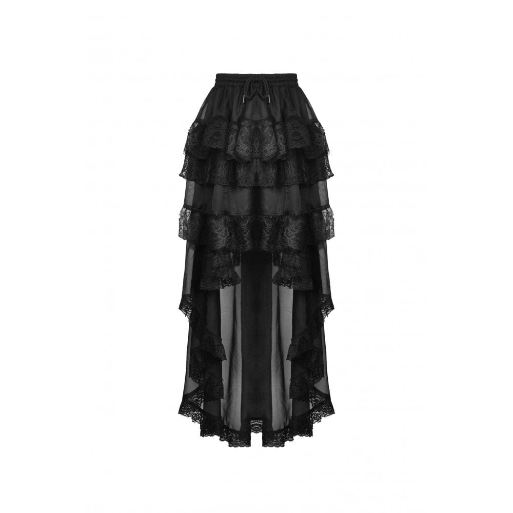 Darkinlove Women's Gothic Irregular Layered Lace Hem Skirt