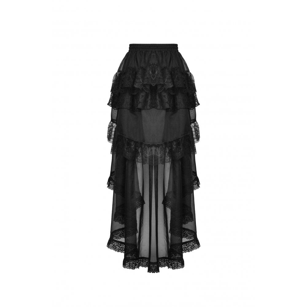 Darkinlove Women's Gothic Irregular Layered Lace Hem Skirt