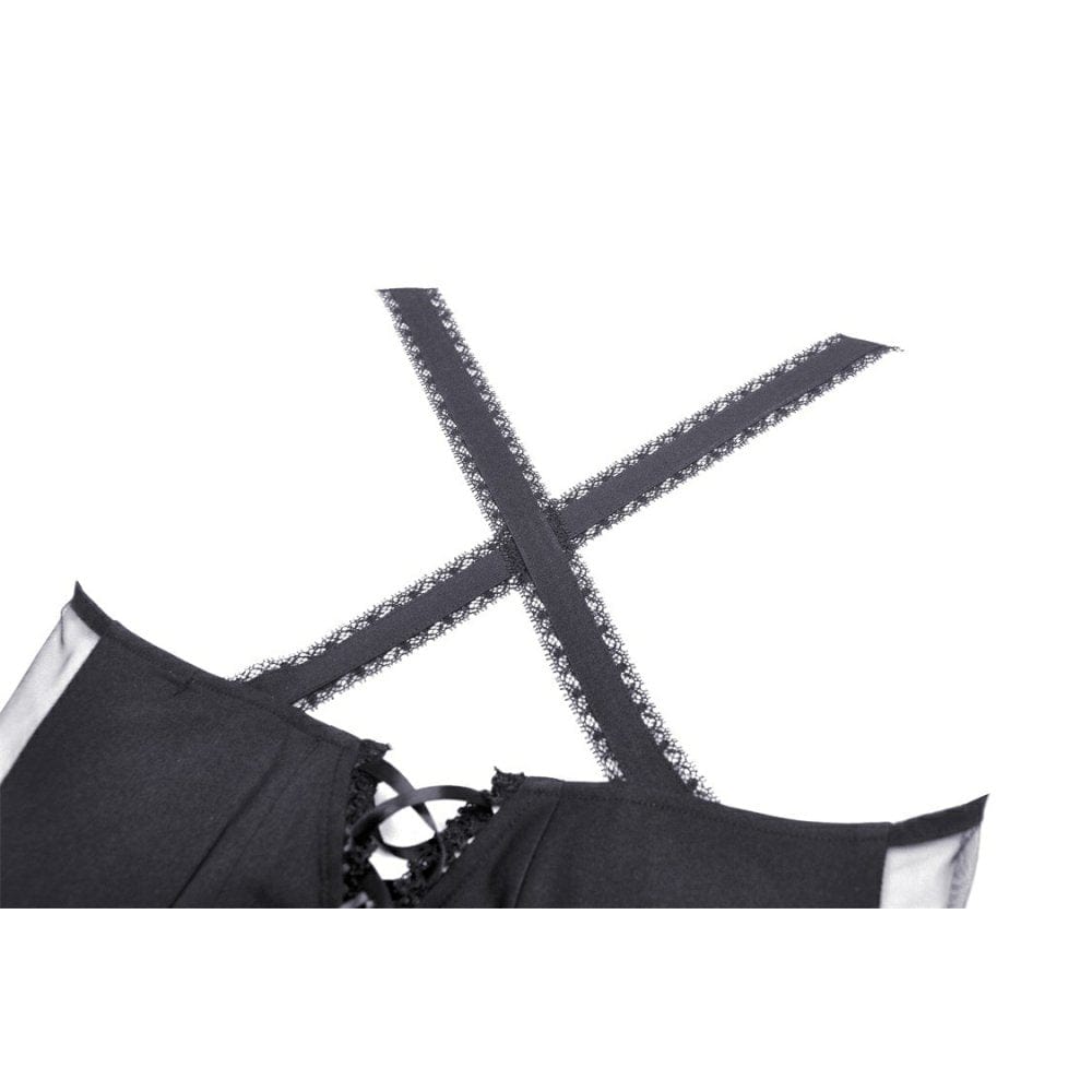 Darkinlove Women's Gothic Layered Swallowtail Halterneck Dress