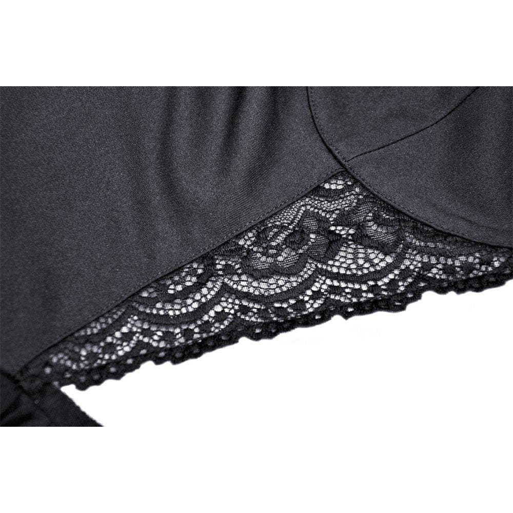 Darkinlove Women's Gothic Layered Swallowtail Halterneck Dress