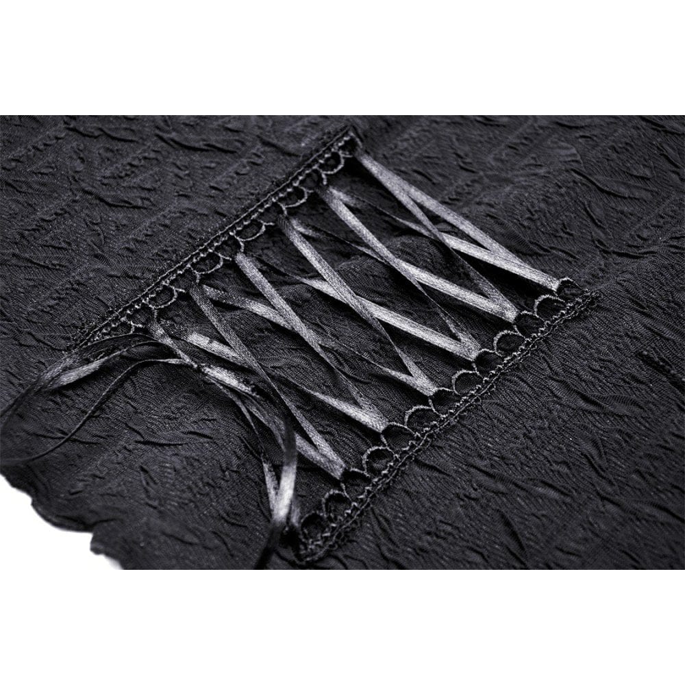 Darkinlove Women's Gothic Off Shoulder Flared Sleeved Crop Top