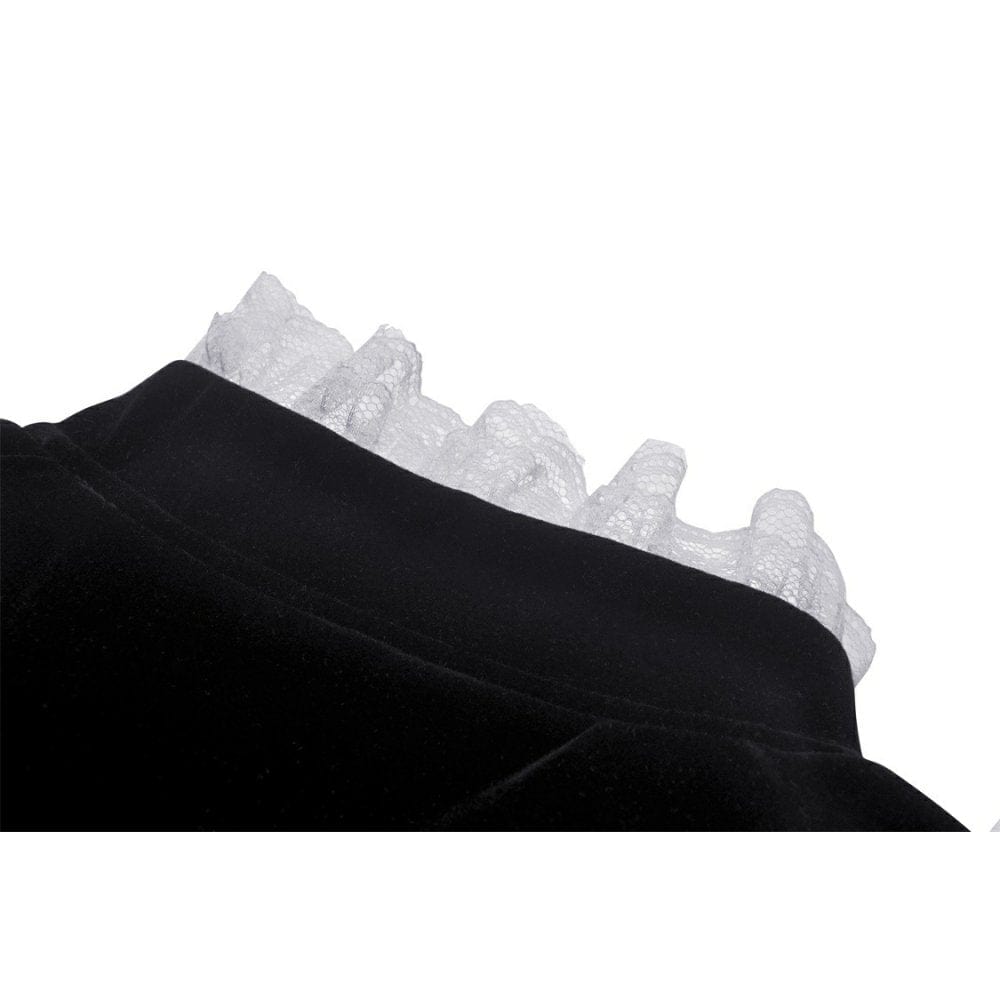 Darkinlove Women's Gothic Puff Sleeved Frilly Necktie Velvet Jacket