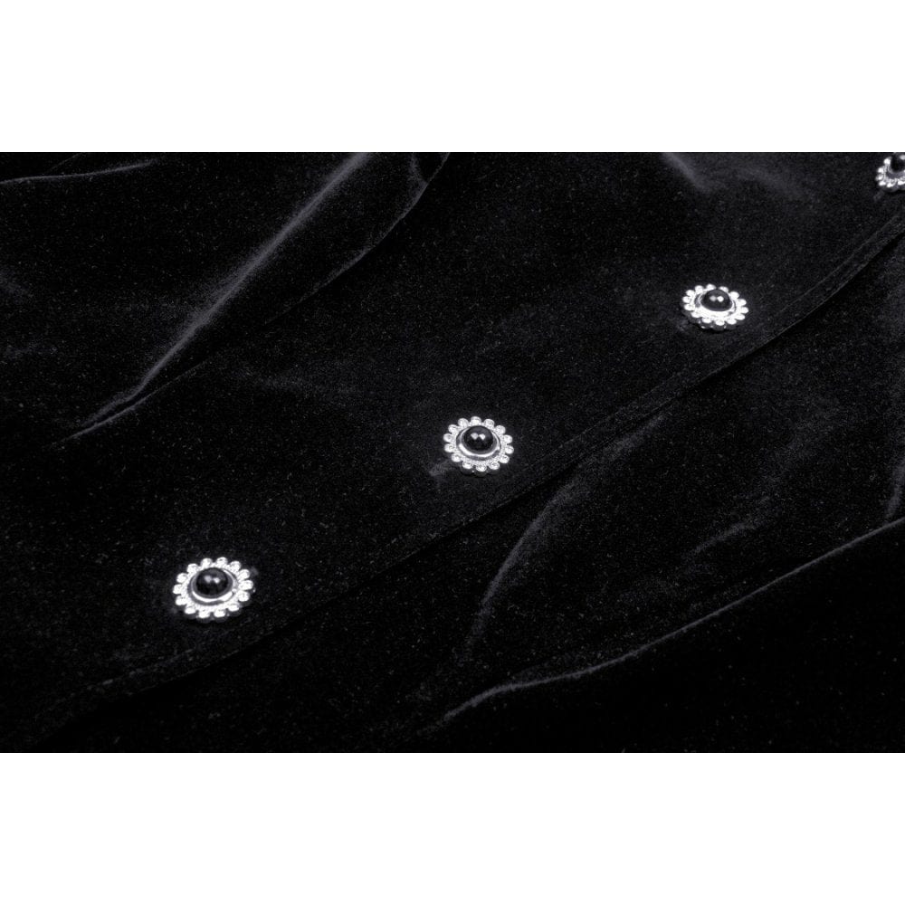 Darkinlove Women's Gothic Puff Sleeved Frilly Necktie Velvet Jacket