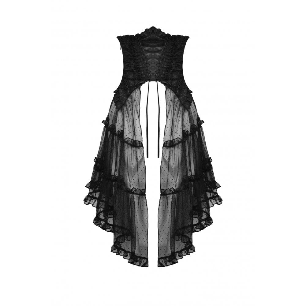 Darkinlove Women's Gothic Strappy Ruffled Mesh Tunic Skirt