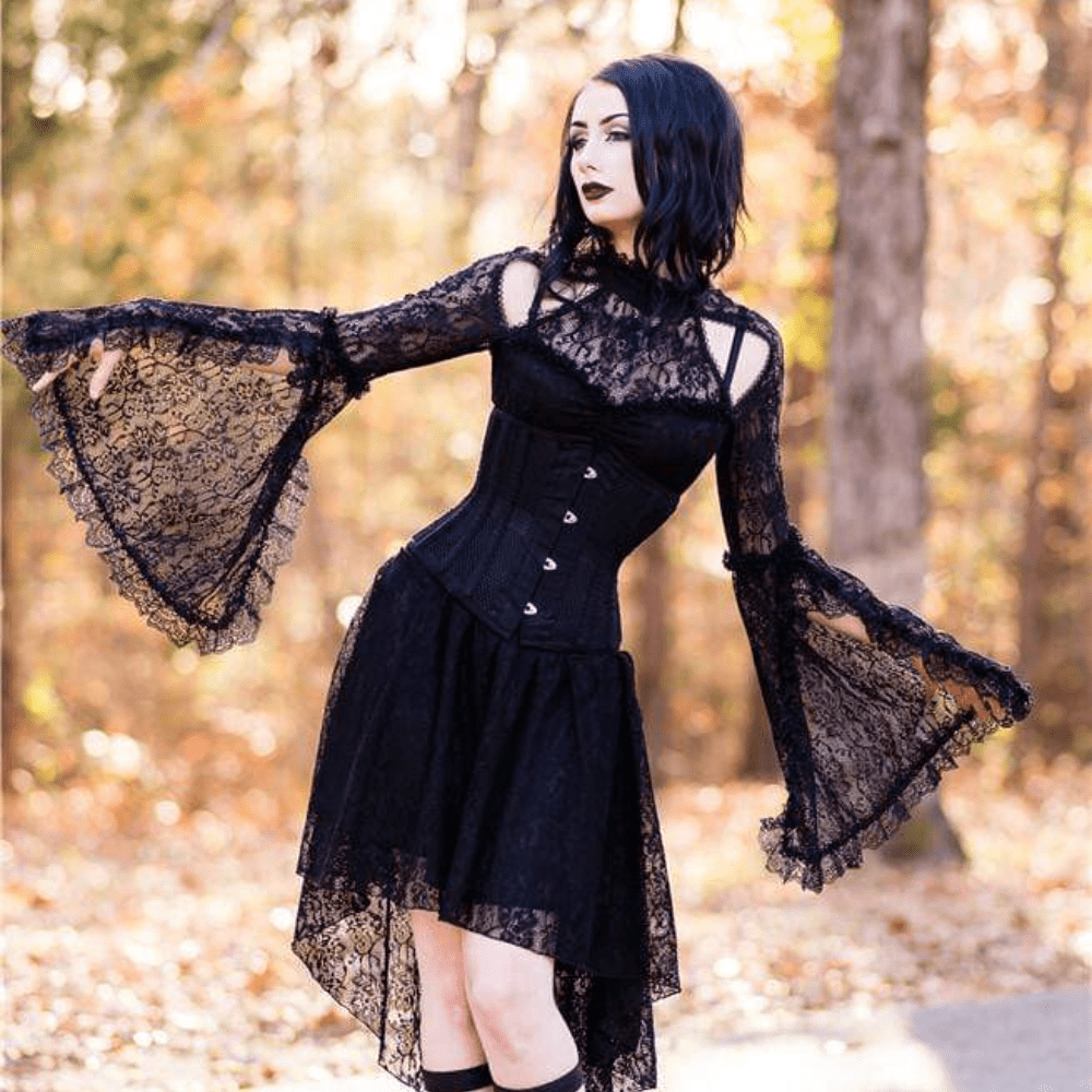 Darkinlove Women's Layered Lace Goth Little Black Dress
