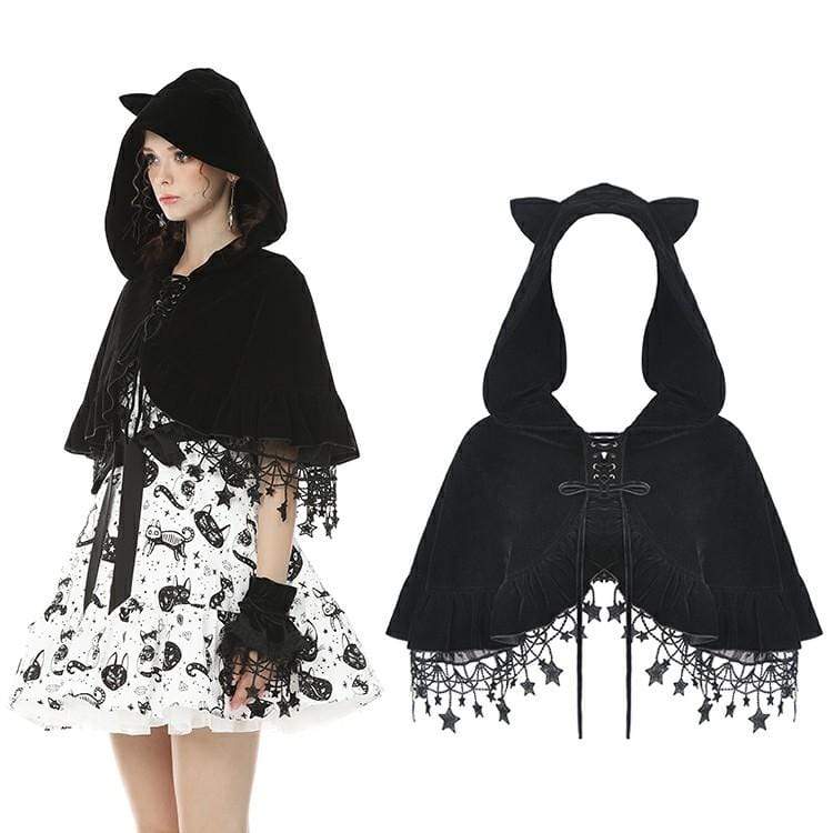 Women's Lolita Cat Ears Cape with Star Tassels
