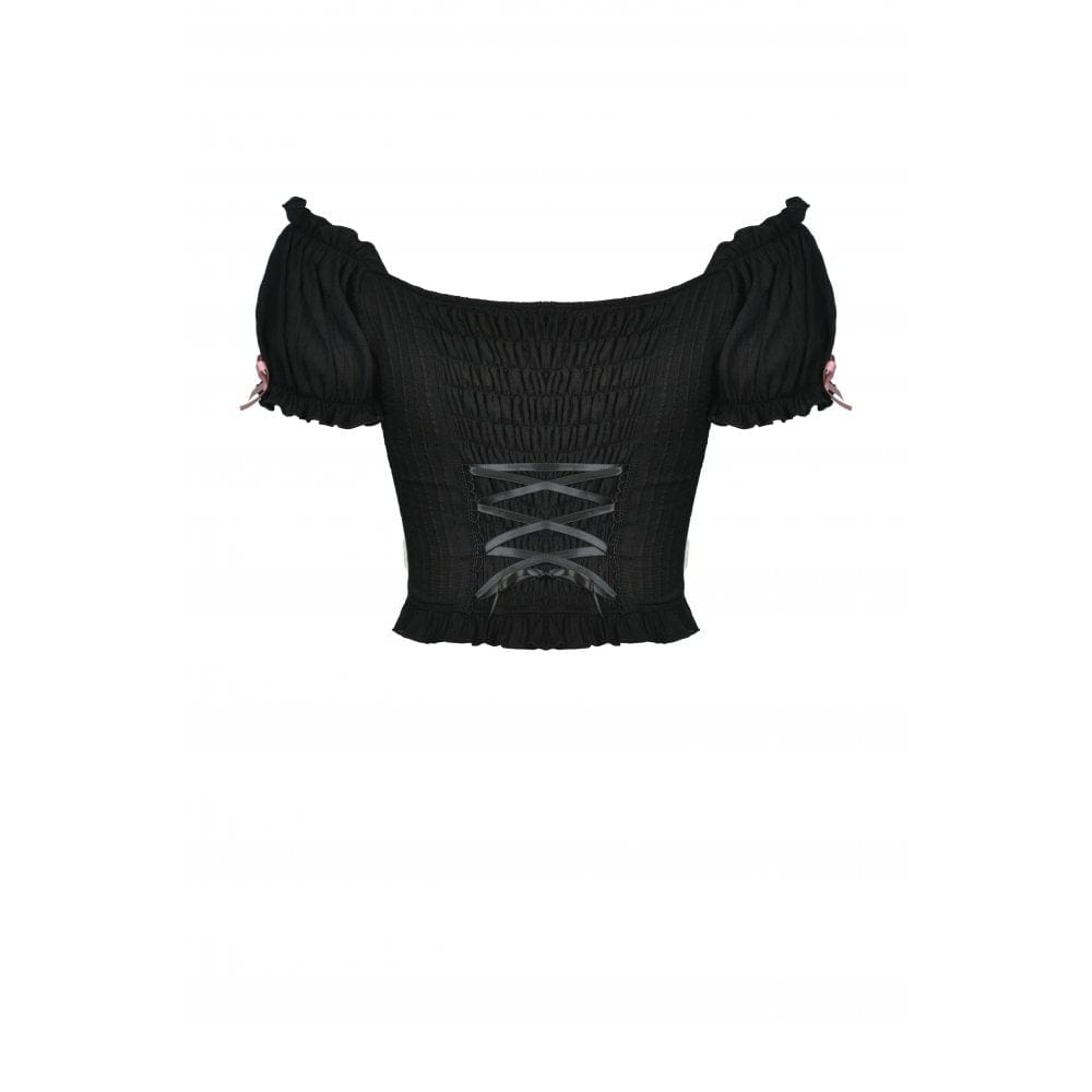 Darkinlove Women's Lolita Off Shoulder Ruffles Top