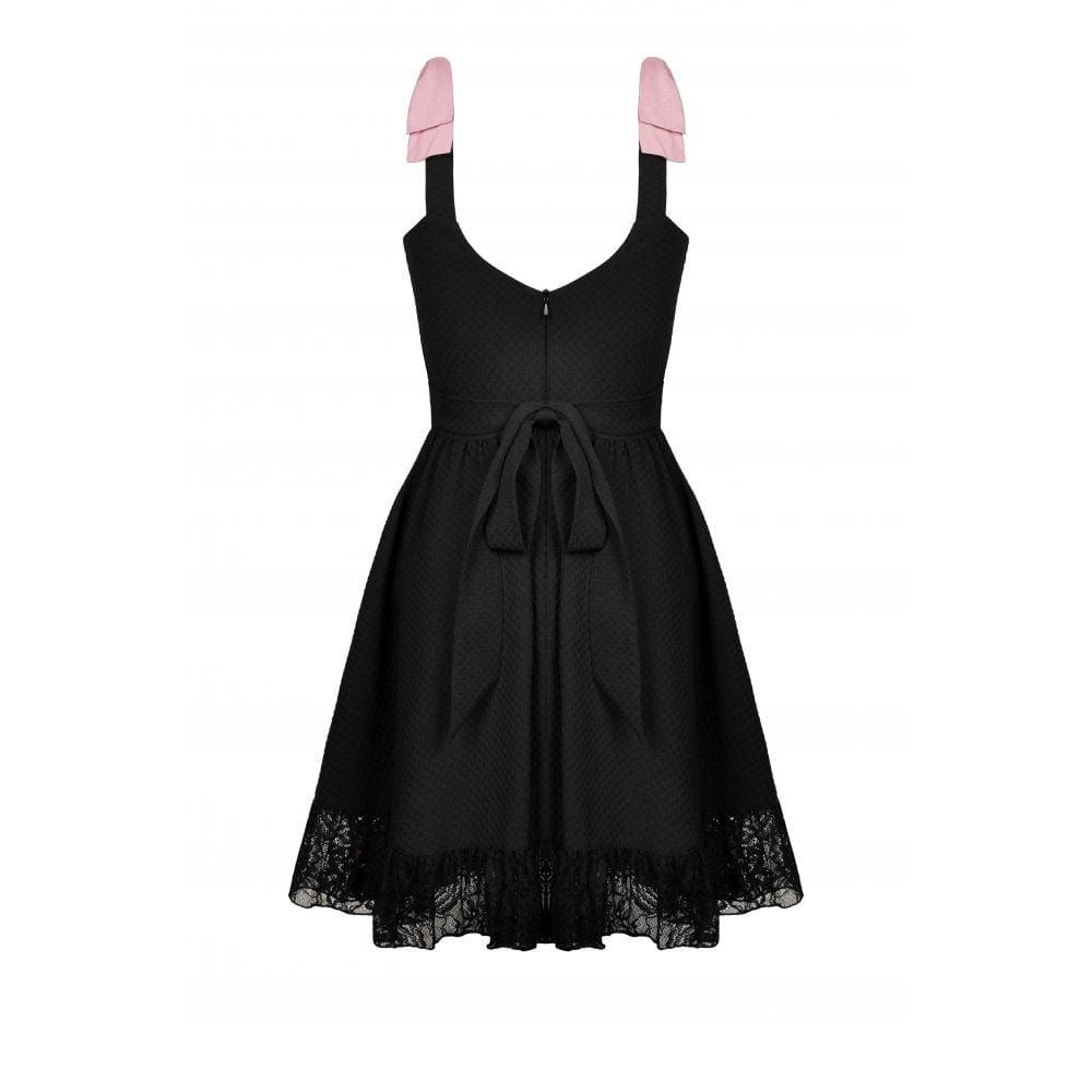 Darkinlove Women's Lolita Pink Bowknots Lace Slip Dress