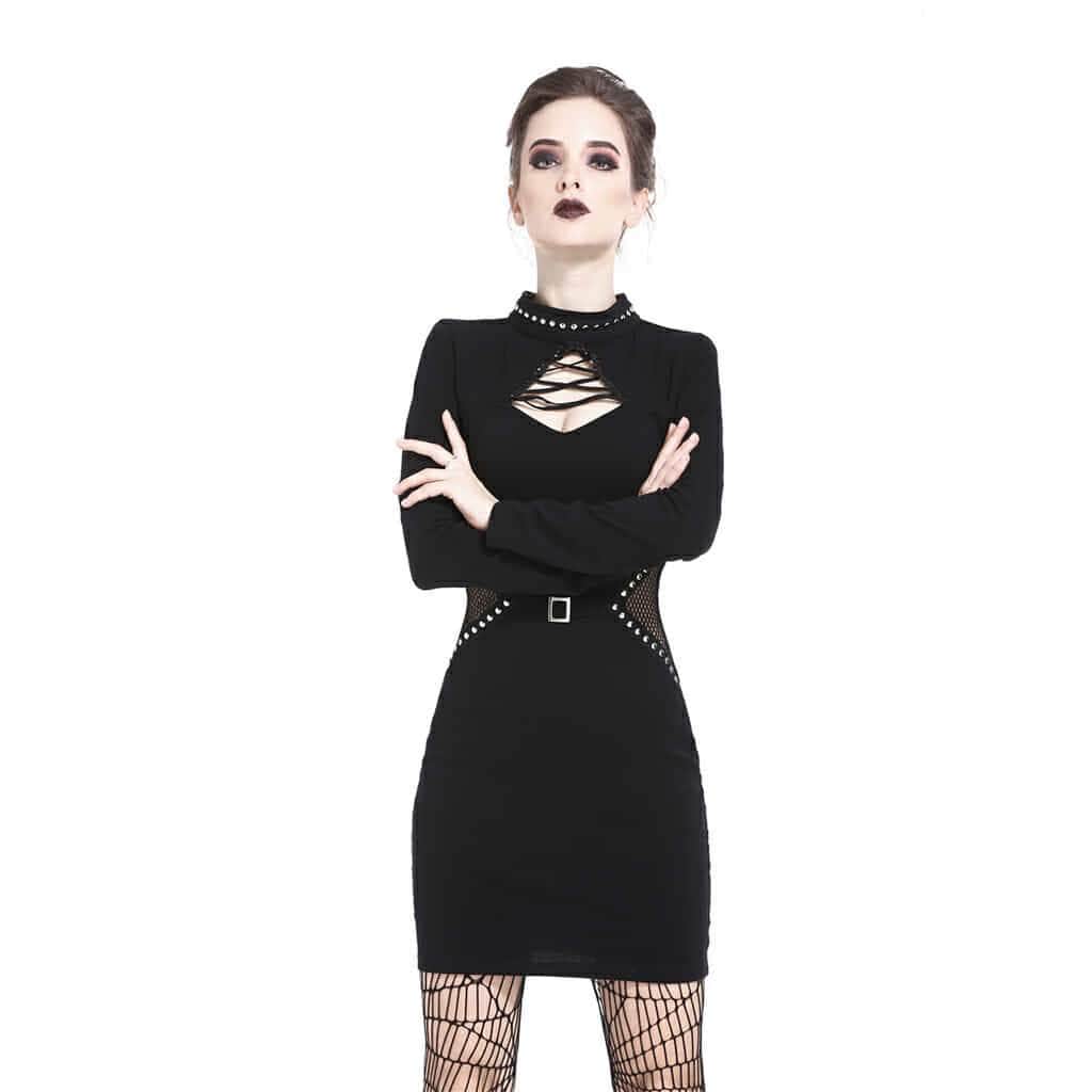 Darkinlove Women's Mesh Inset Little Black Dress