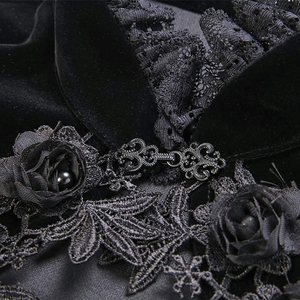 Darkinlove Women's Rosette Velour Goth Cape