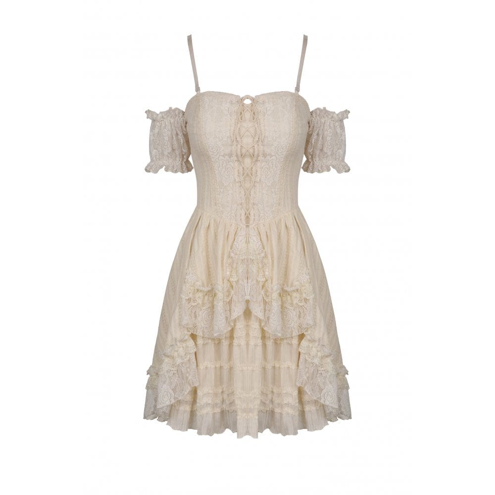 Darkinlove Women's Steampunk Multilayer Ruffles Slip Dress