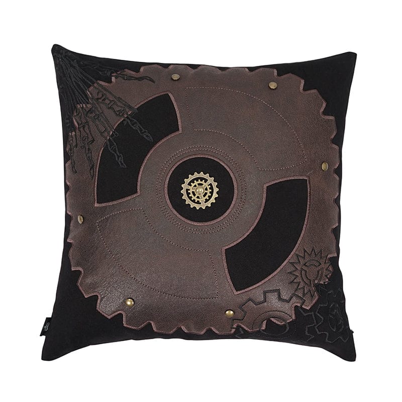 DEVIL FASHION Gothic Gear Embroidered Pillow Case with Pillow Inner