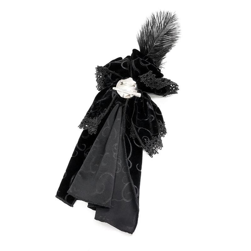 Gothic Jacquard Feather Rhinestone Velet Ties