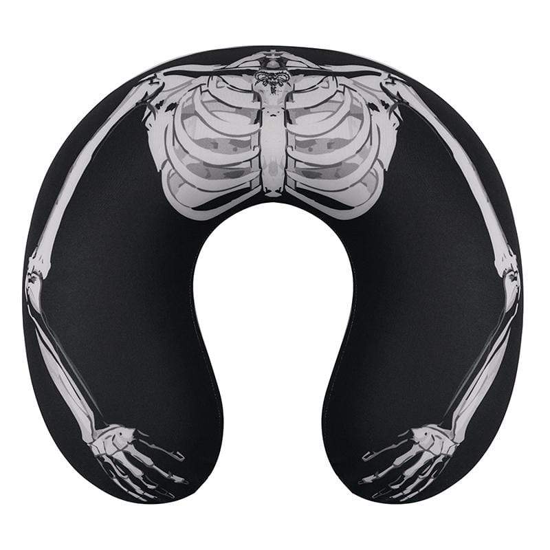 DEVIL FASHION Gothic Skeleton Printed U-shaped Pillow