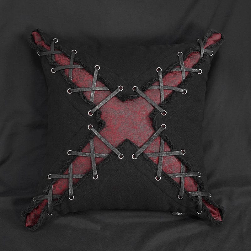 DEVIL FASHION Gothic Strappy Unedged Pillow Case with Pillow Inner