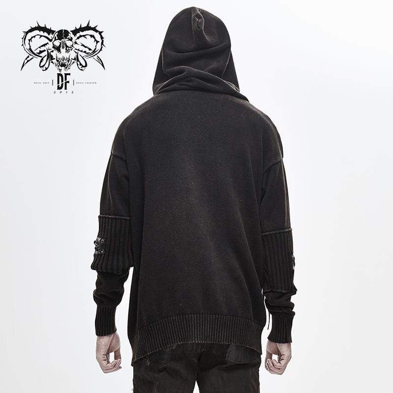 DEVIL FASHION Men's Casual Winter Spliced Sweaters&Hoodies