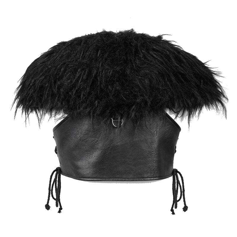 DEVIL FASHION Men's Fluffy Fur Belts Waistcoats